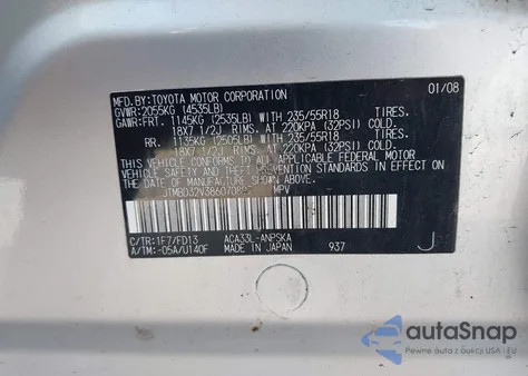 2008 Toyota Rav4 Sport z USA, uszkodzony, nr VIN JTMBD32V386070897